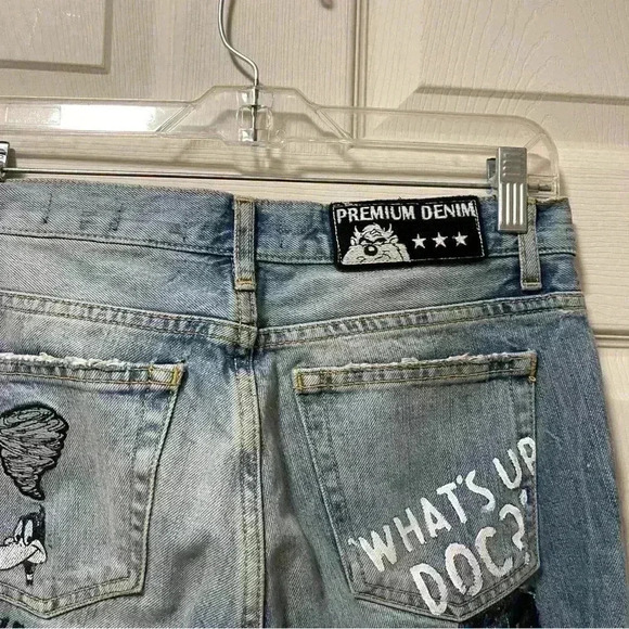 Zara Looney Tunes Distressed Ankle Jeans Sz 2 - Picture 14 of 15